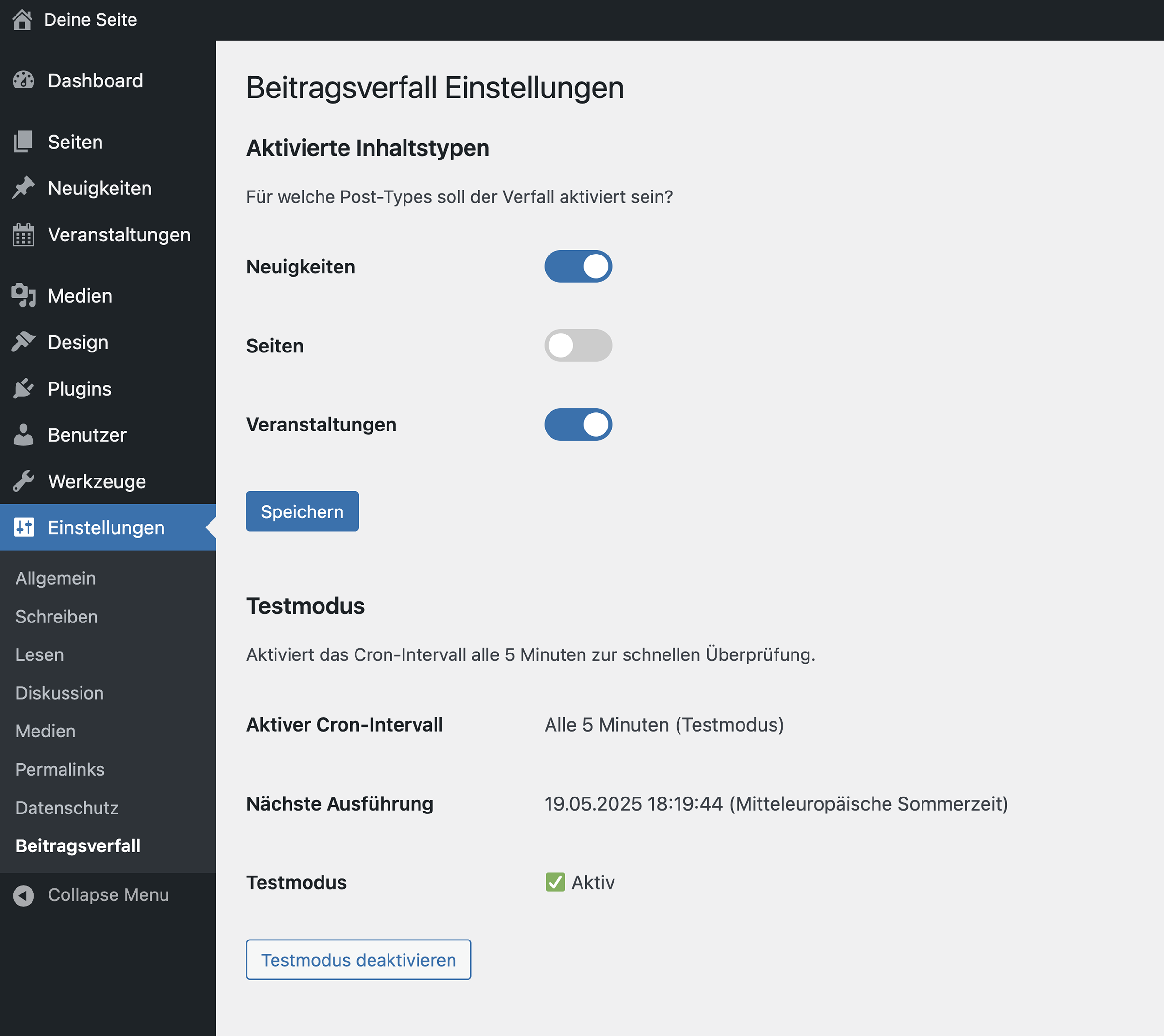 Beitragsverfall Editor
