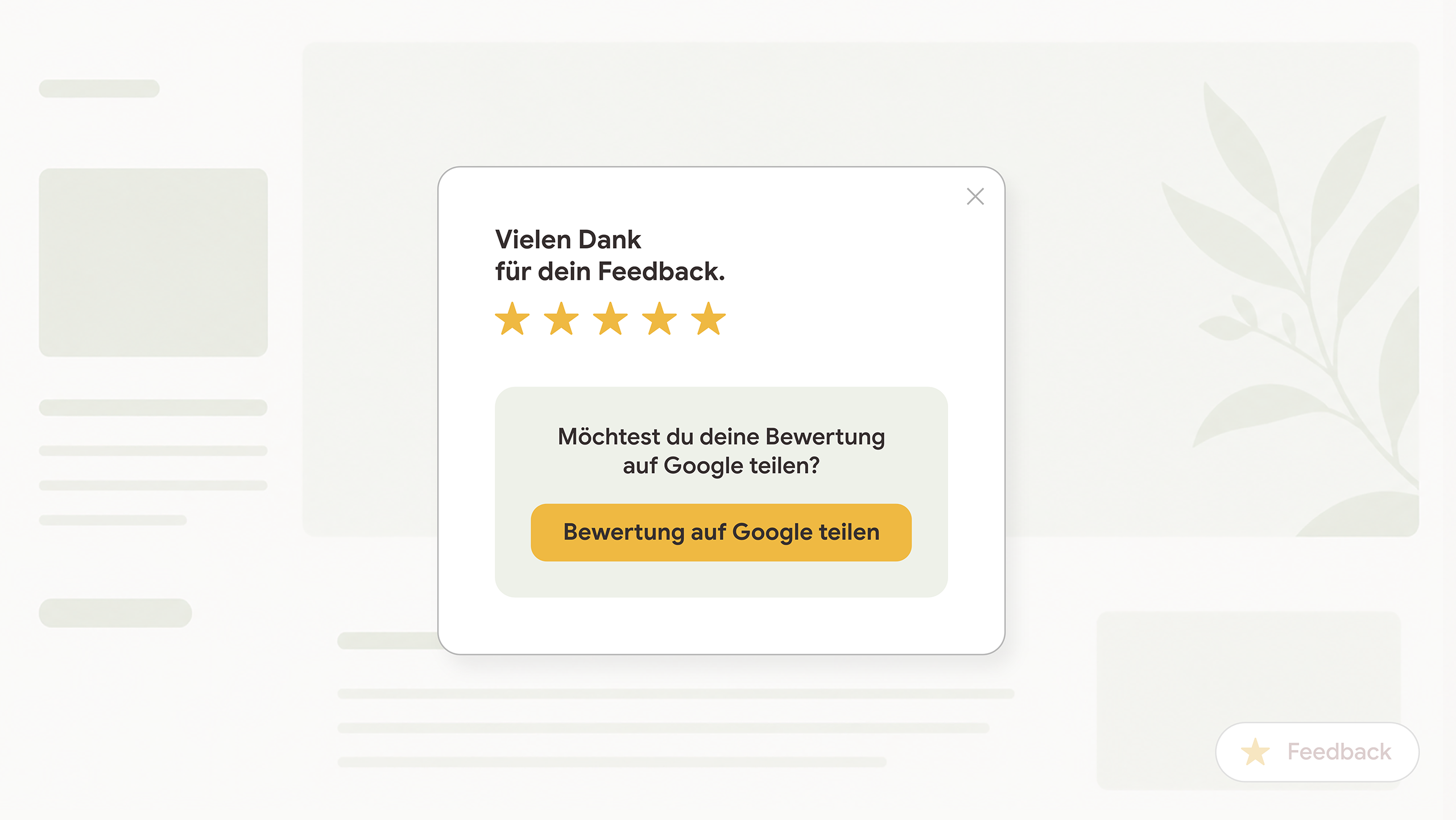 Bewertungsdialog mit Google-Verknüpfung
