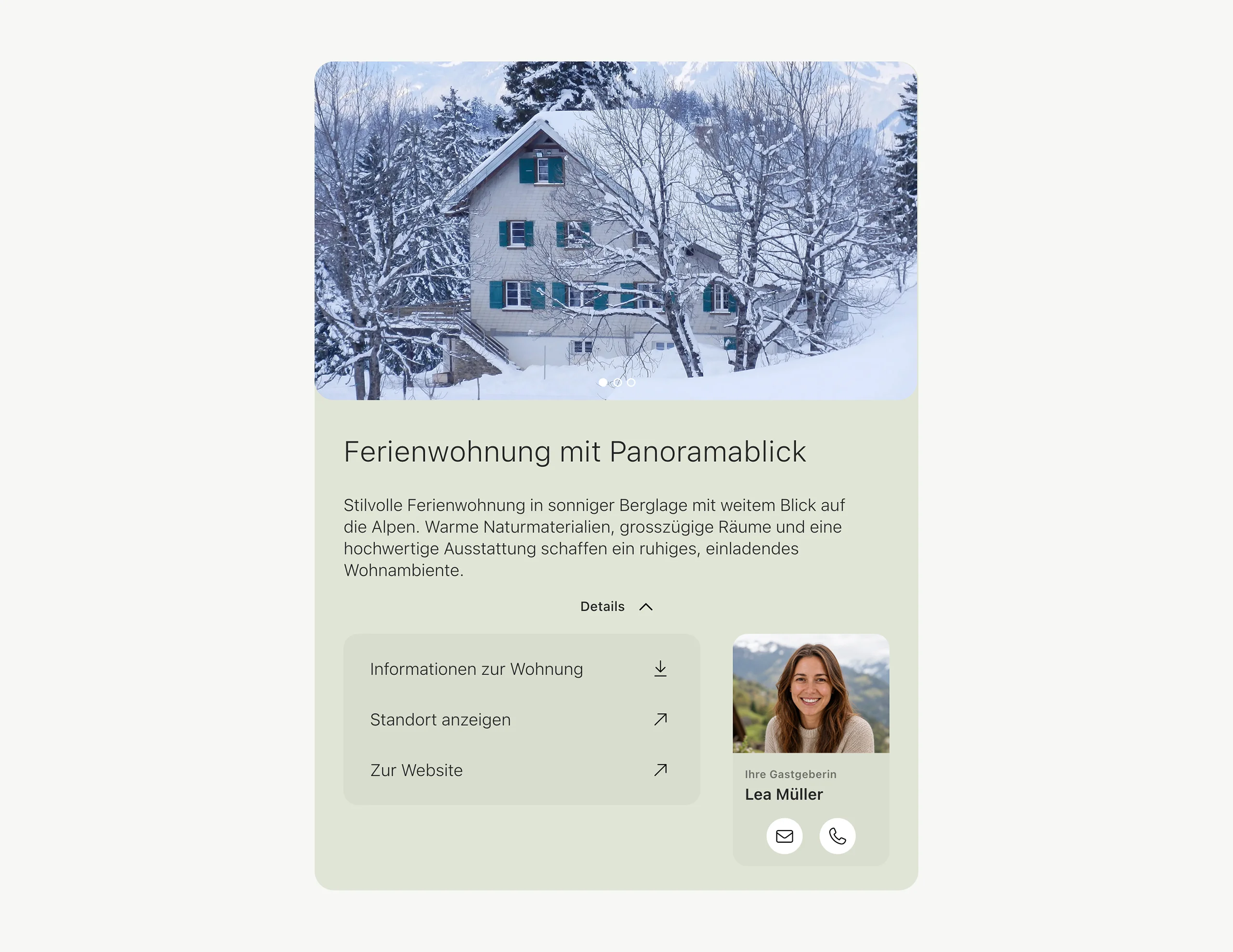 Wohnungsangebot-Block – geöffnete Frontend-Ansicht