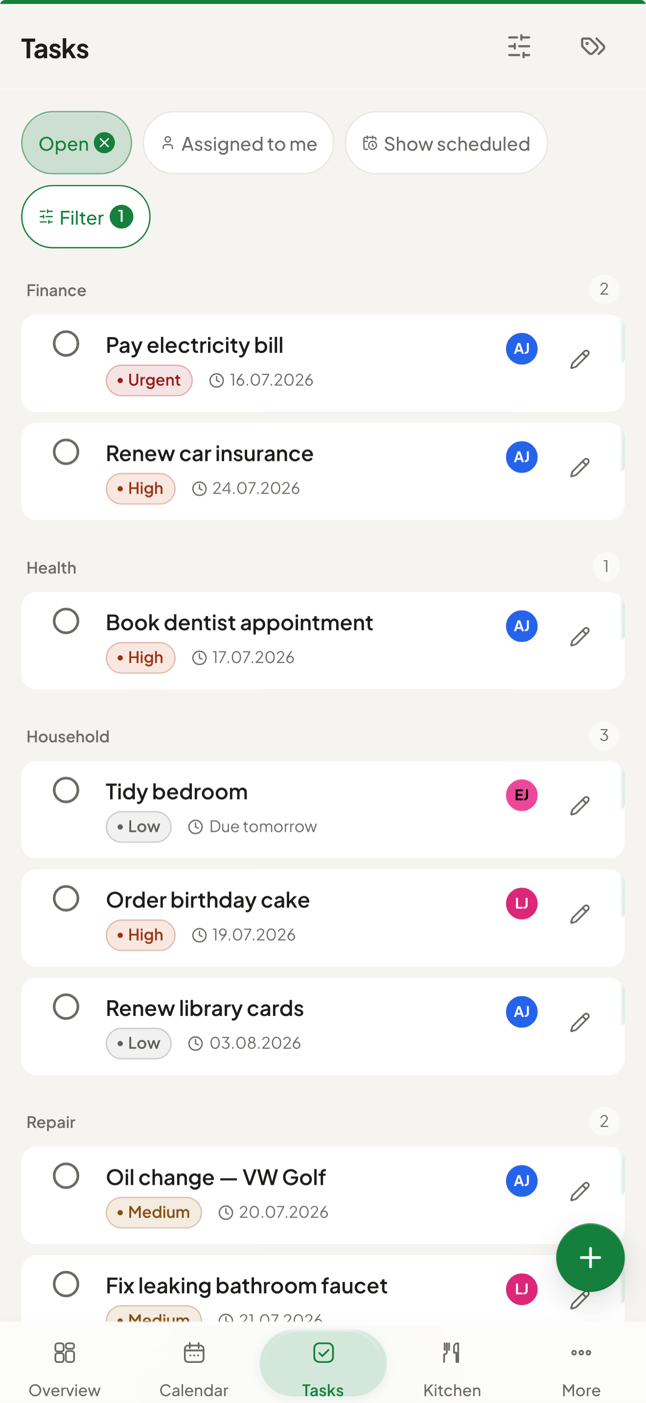 Tasks on mobile
