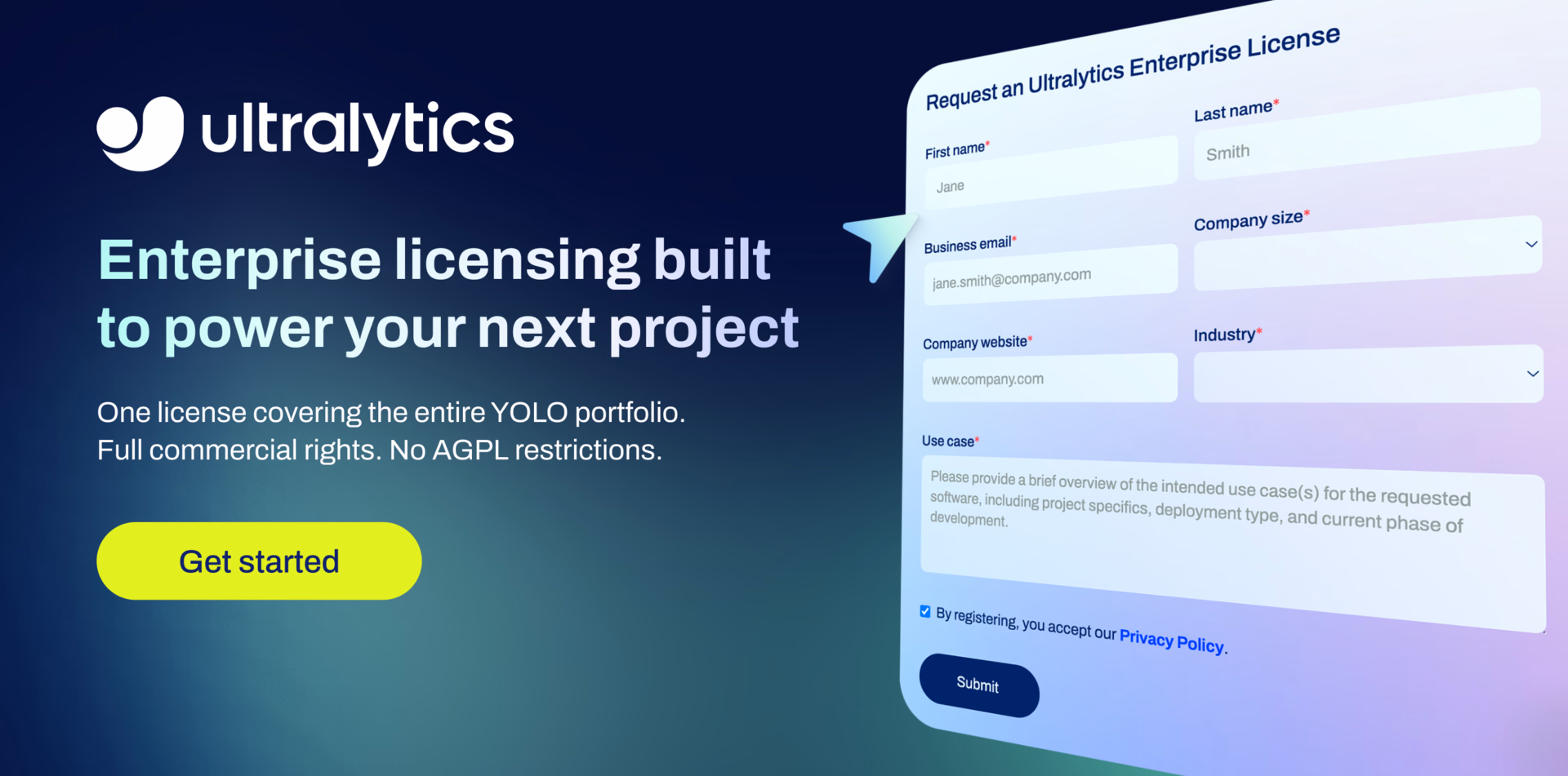 Banner zur Ultralytics lizenz