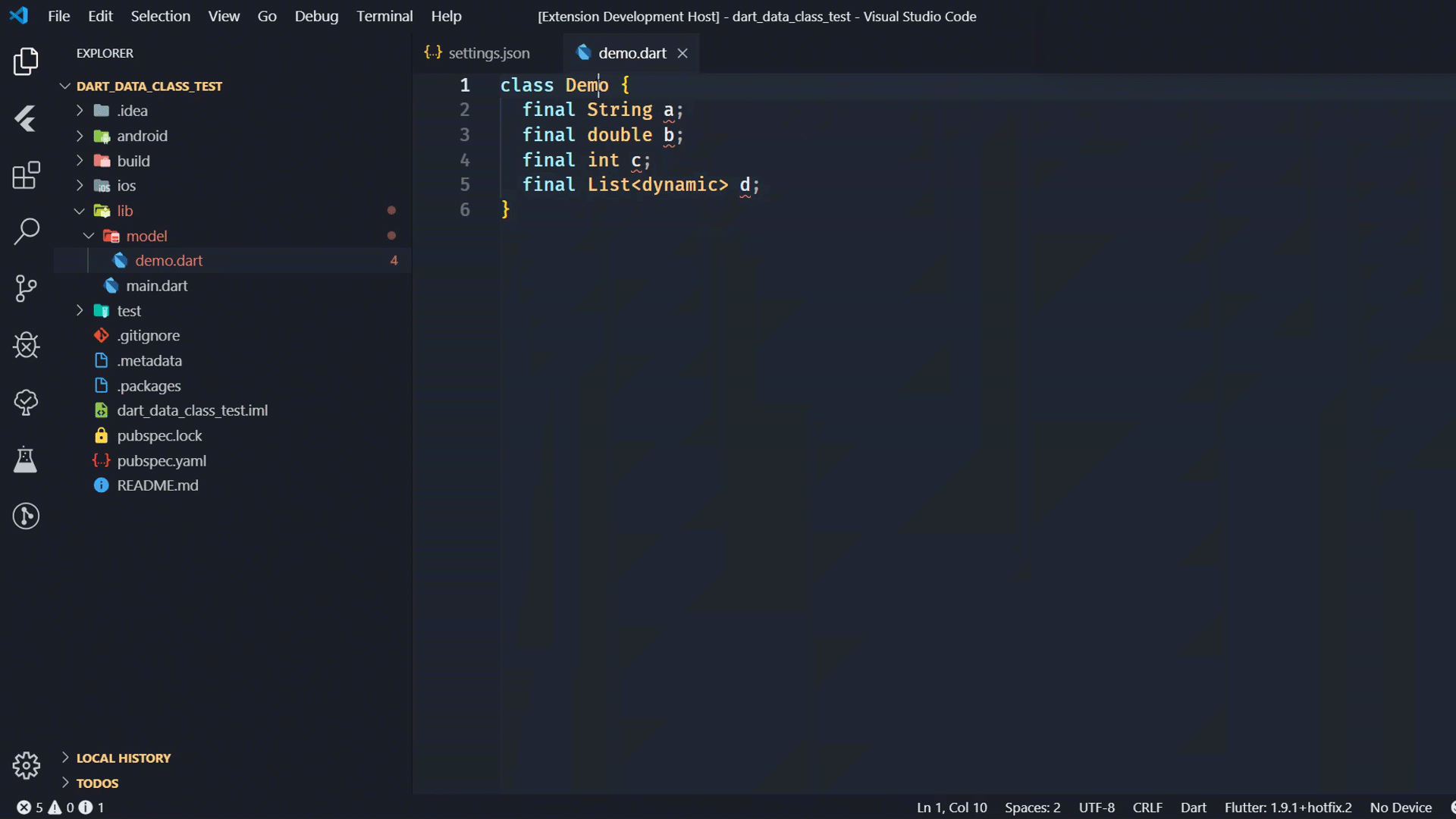 Generate from class properties
