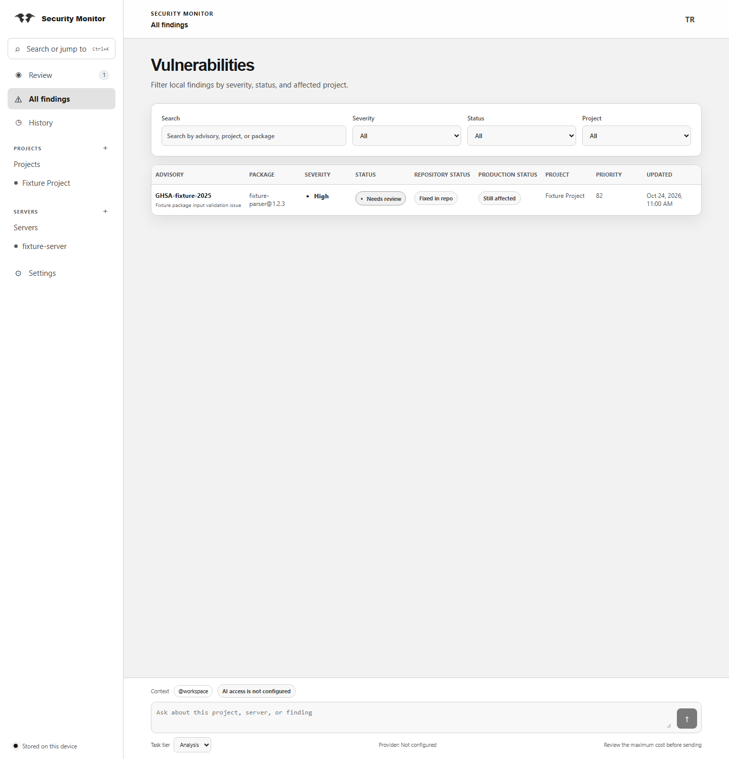 Findings in light theme