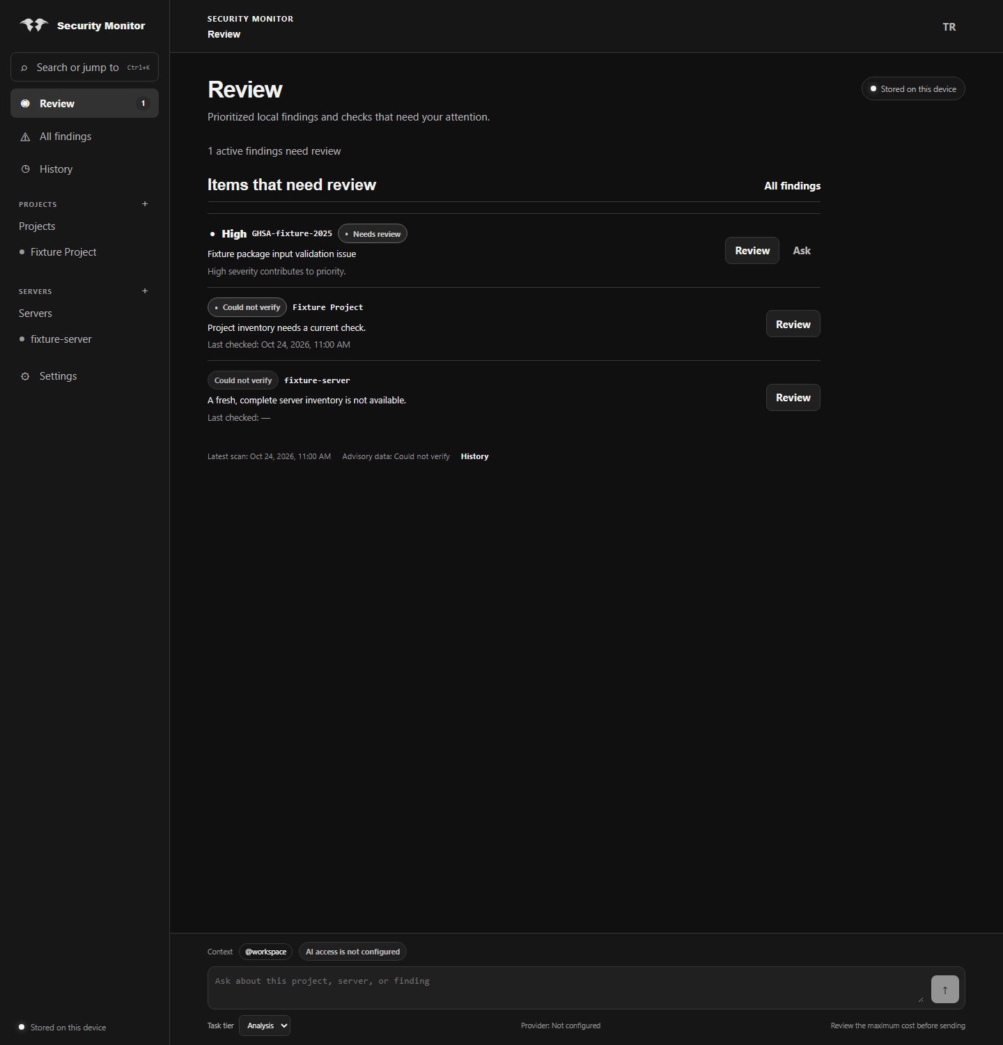 Review screen in dark theme