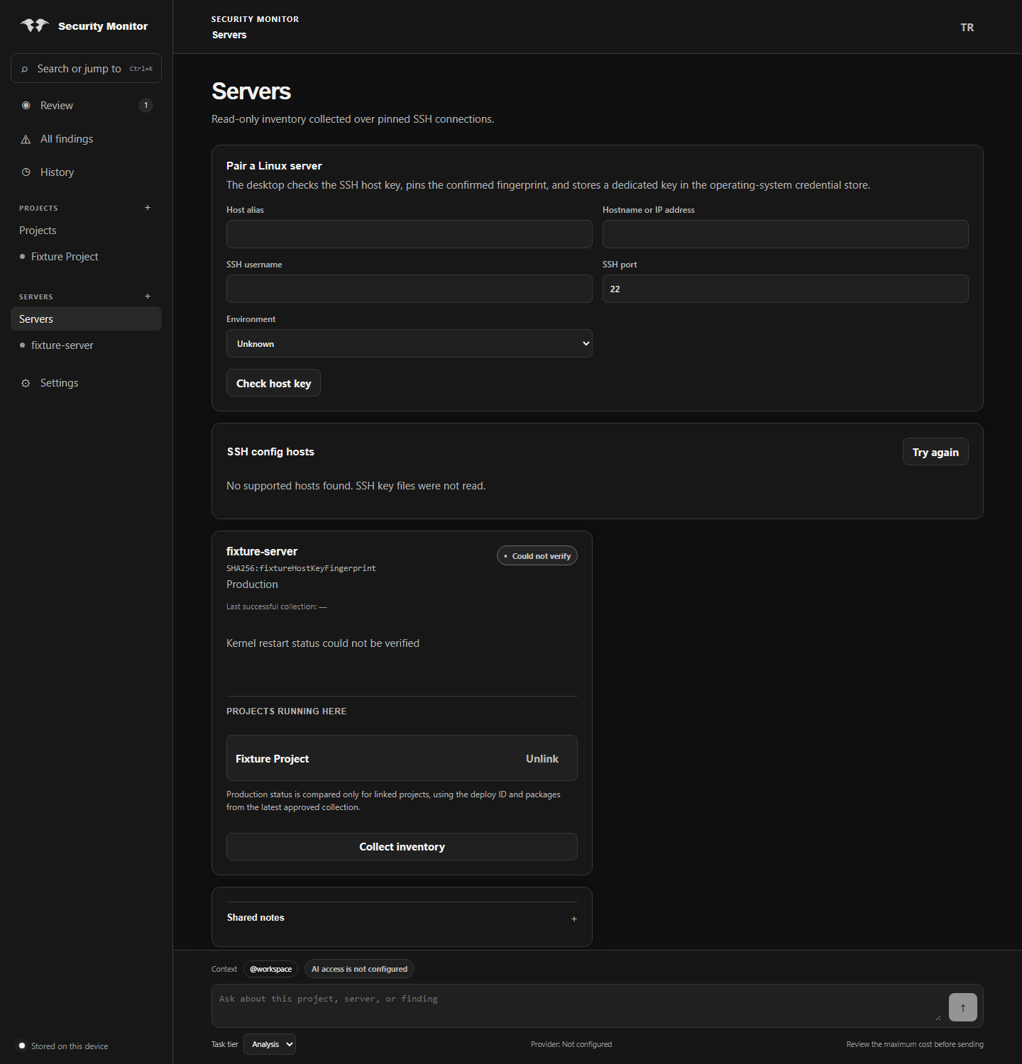 Servers in dark theme
