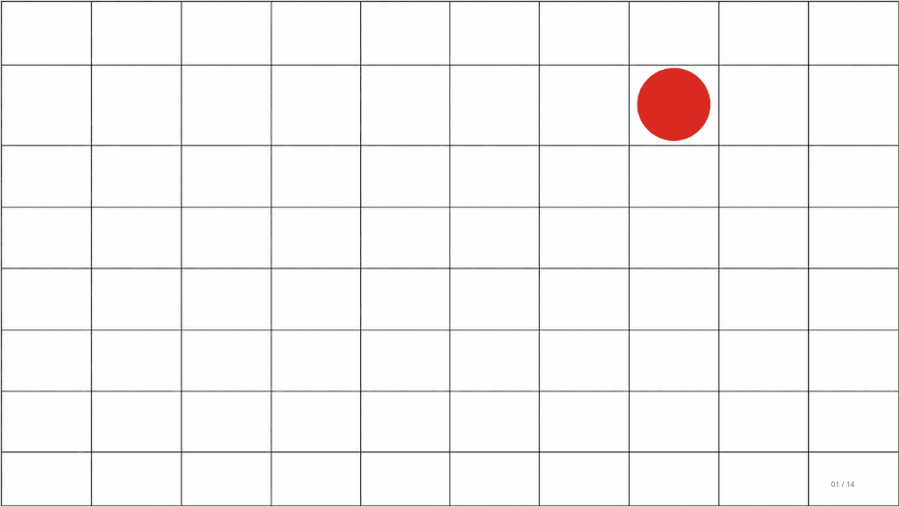 Web-PPT 播放「瑞士网格」:模块网格、Helvetica 与红色锚点,逐页播放入场动画