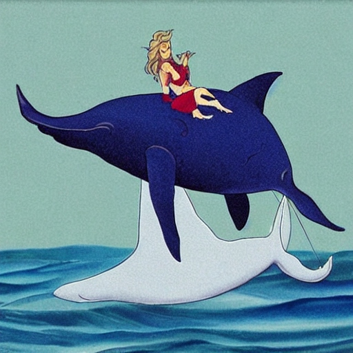 genie riding whale image