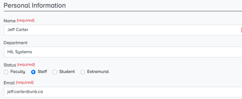 Sample UNB Libraries webform