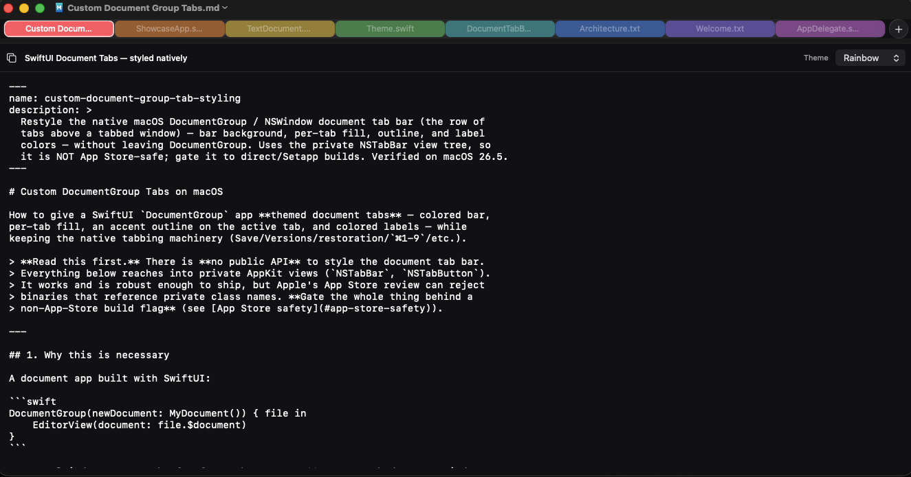 Eight tabs, full width