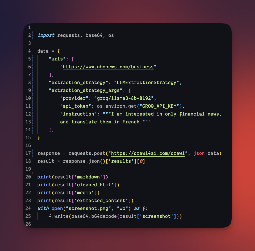 Crawl4AI LLM extraction example