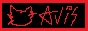 Pixel art of a silly-looking cat head. Stylised text to the right reads 'AVIS'.
