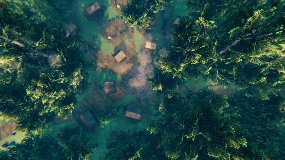 A village in the woods with its paths cleared