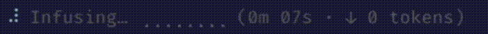 Demo of pi-topping's shimmering activity word, scrolling activity meter, elapsed timer, and token count