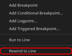 Rewind to Line context menu