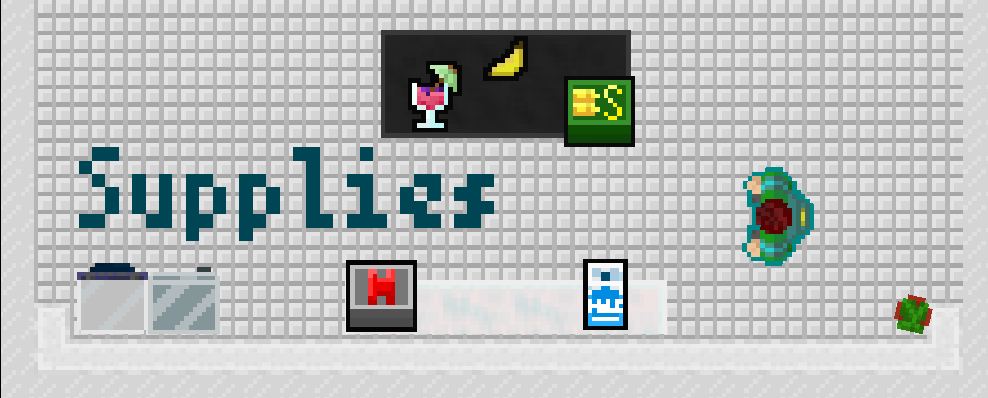 Showcase of supplies