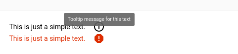 text element important warning tooltip