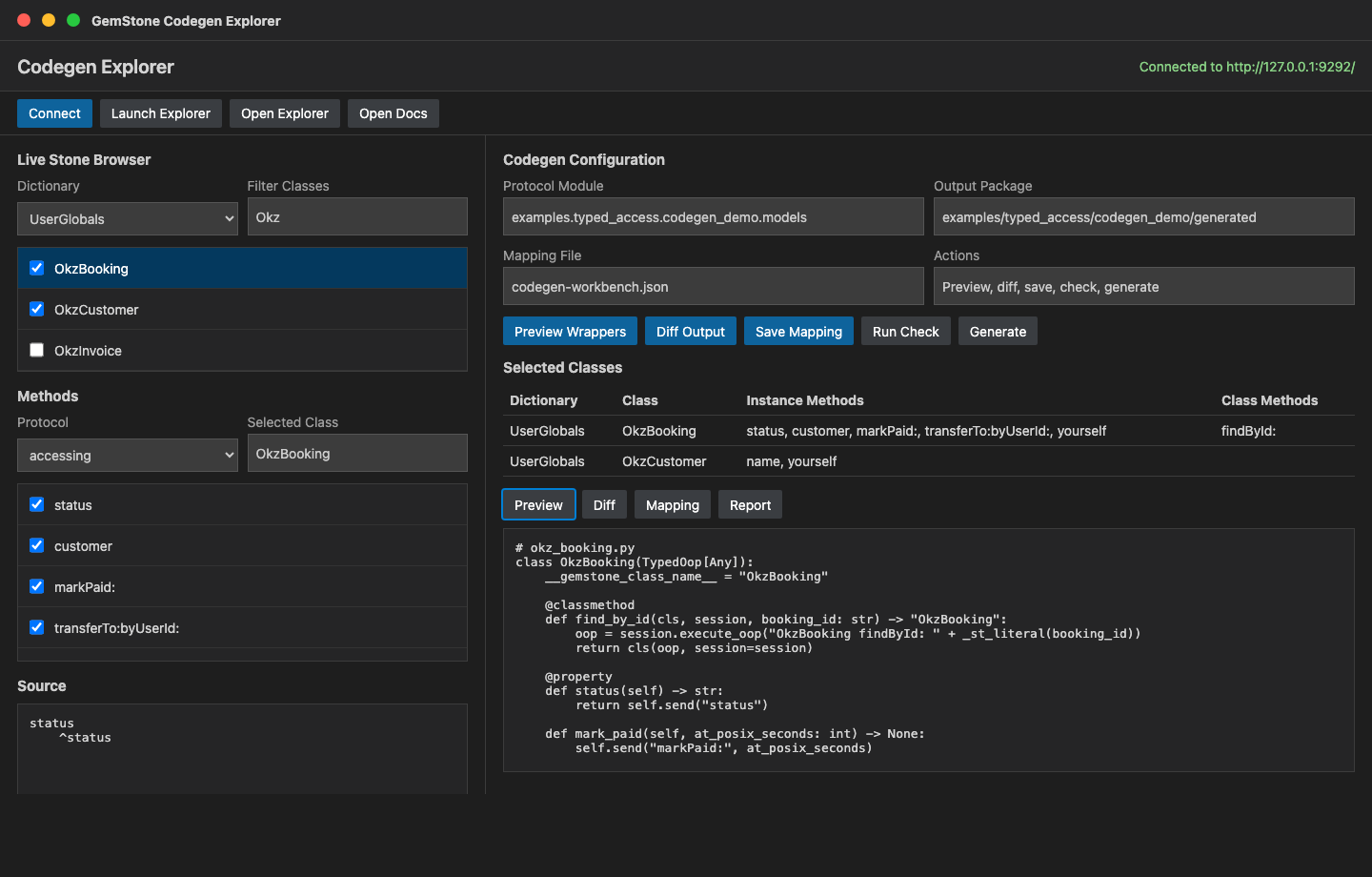gemstone-py Workbench Codegen Explorer