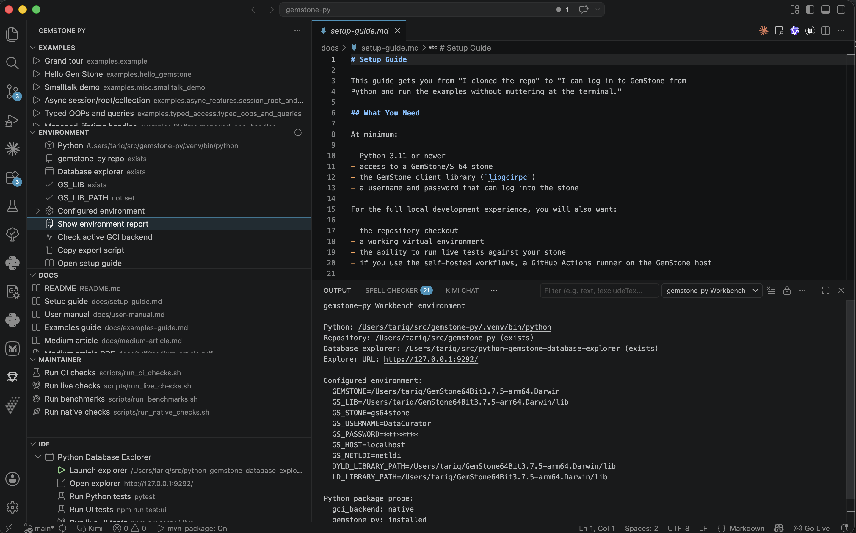 gemstone-py Workbench environment and backend checks