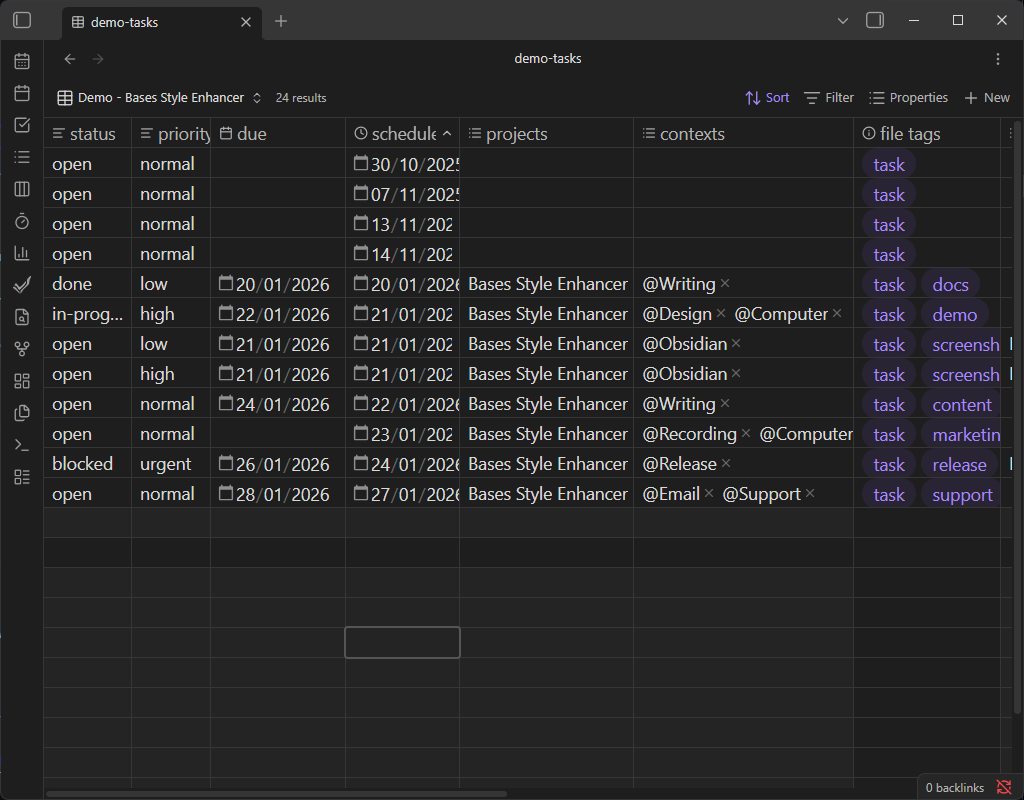 After – 1.25rem Bases table font size