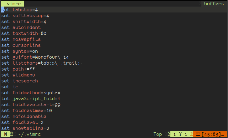 vim config file