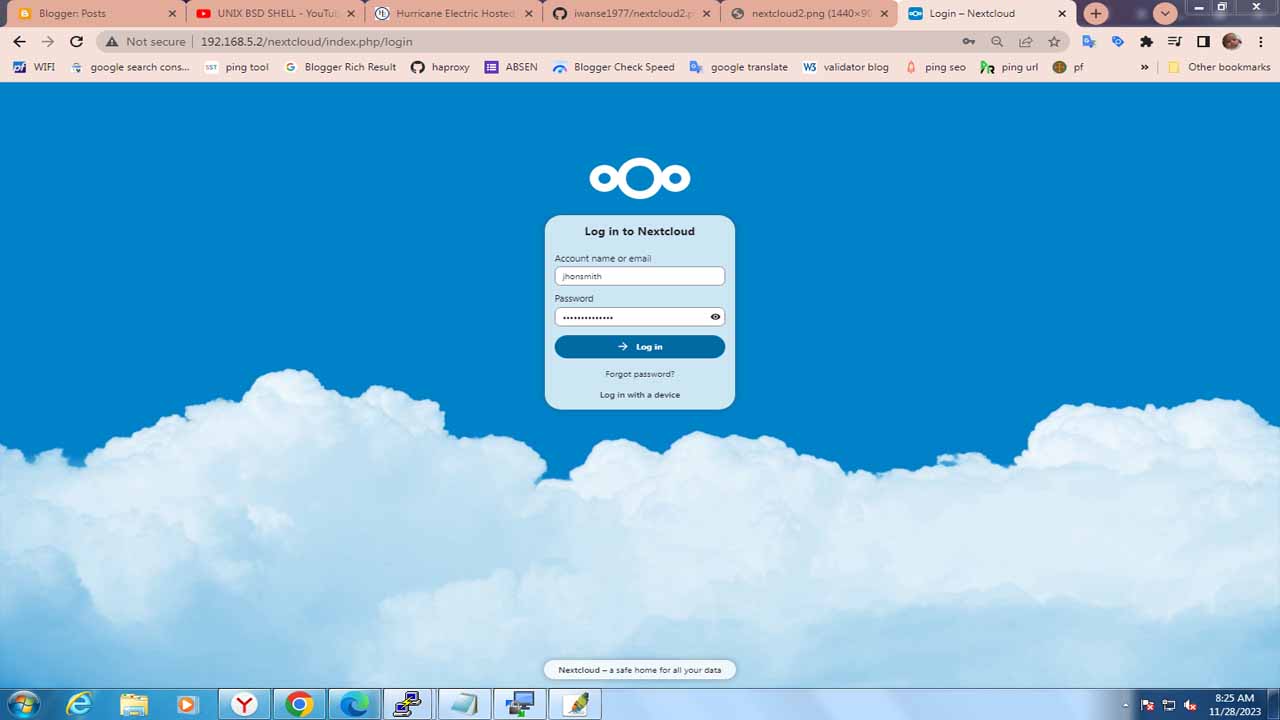 login to nextcloud