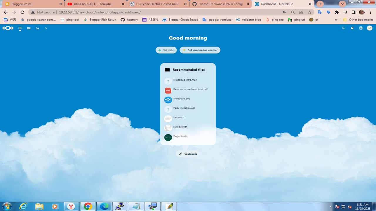 good morning nextcloud