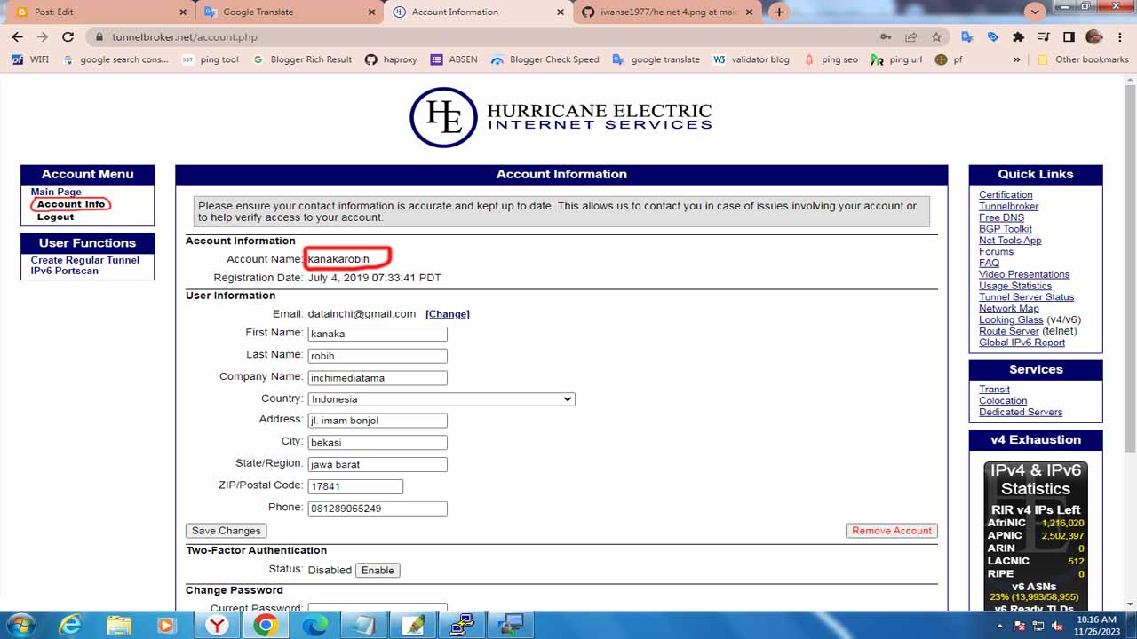 create a username he net