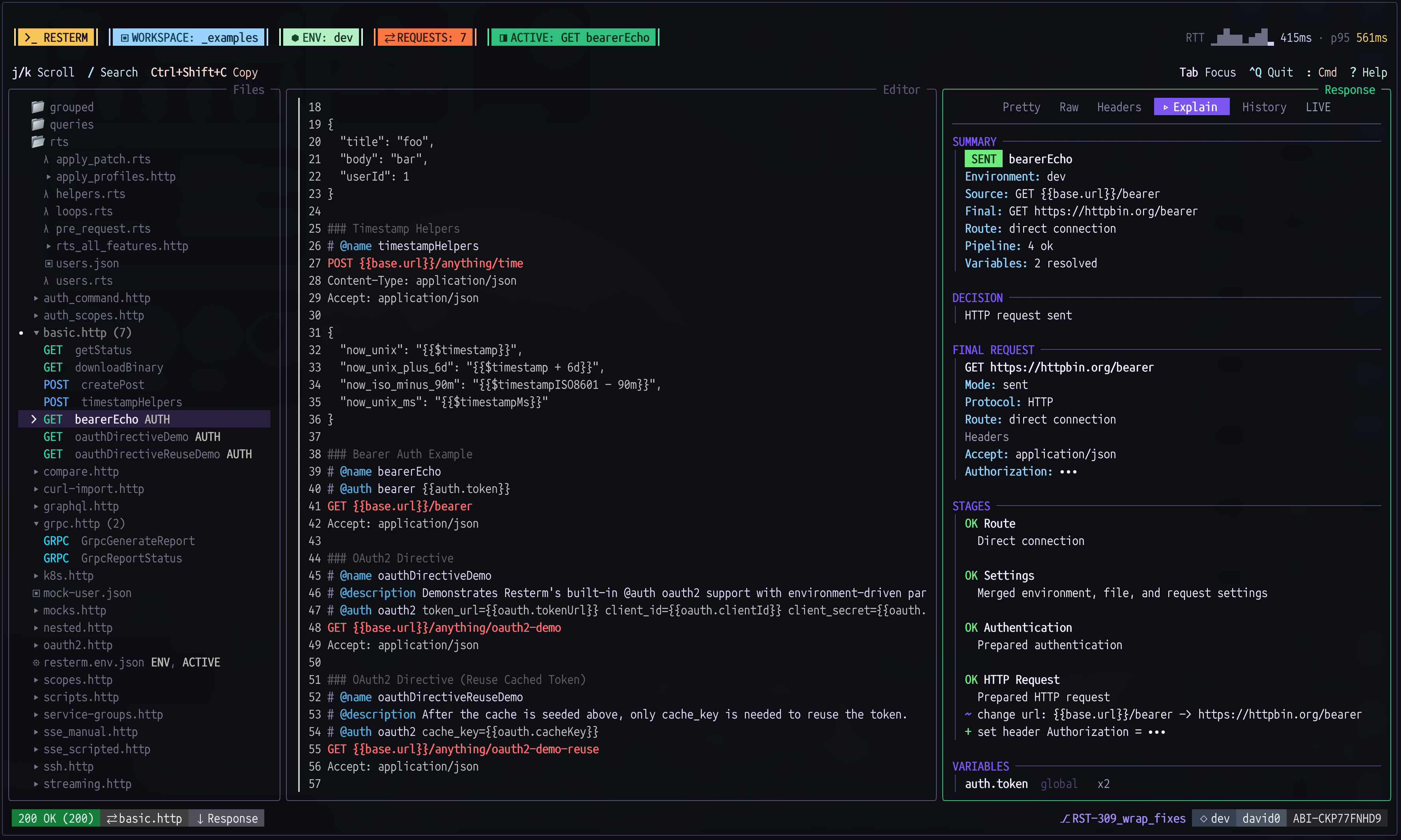 Screenshot of Resterm Explain Tab