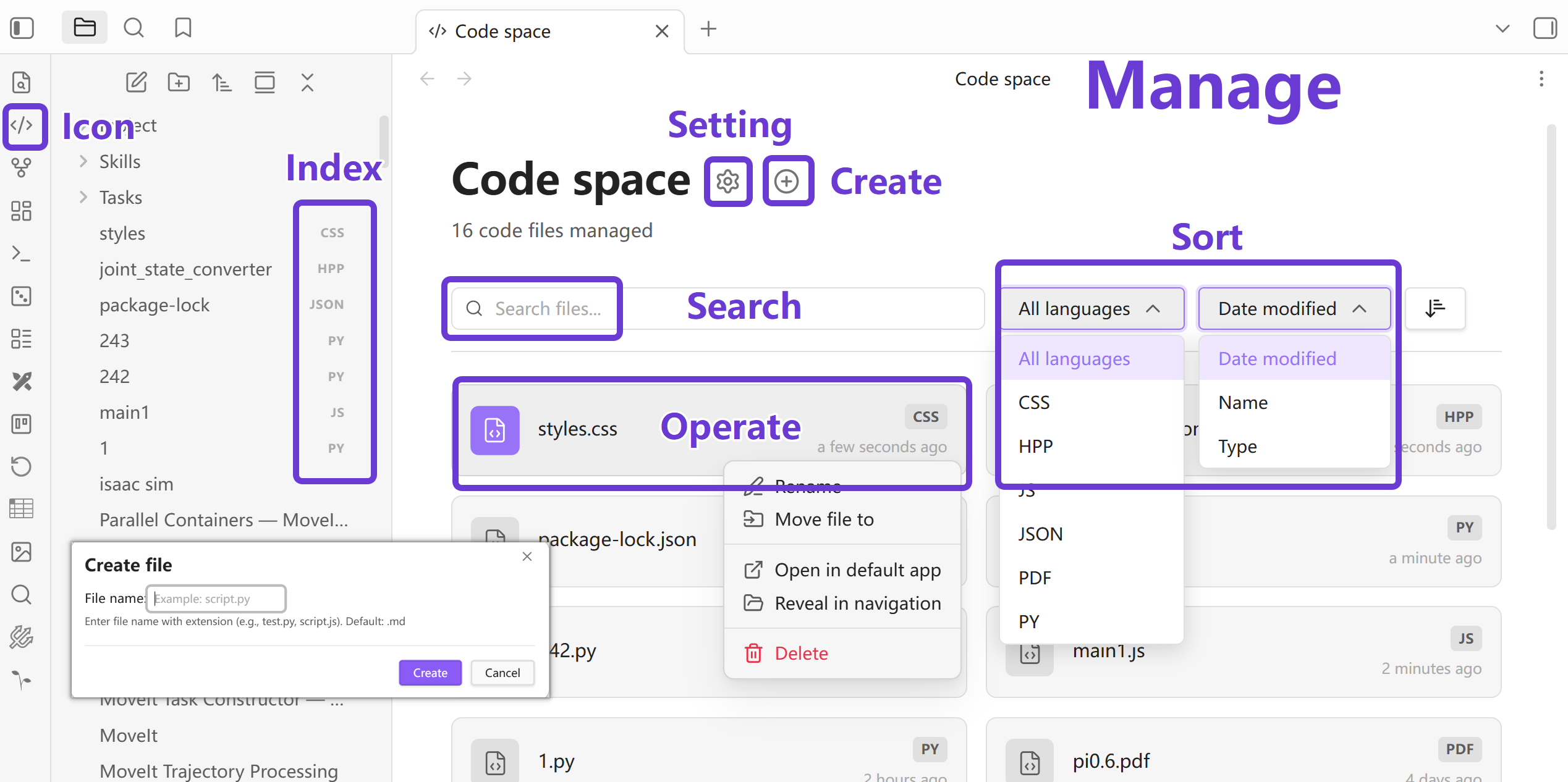 Code Spaco Code Space - Obsidian Plugin