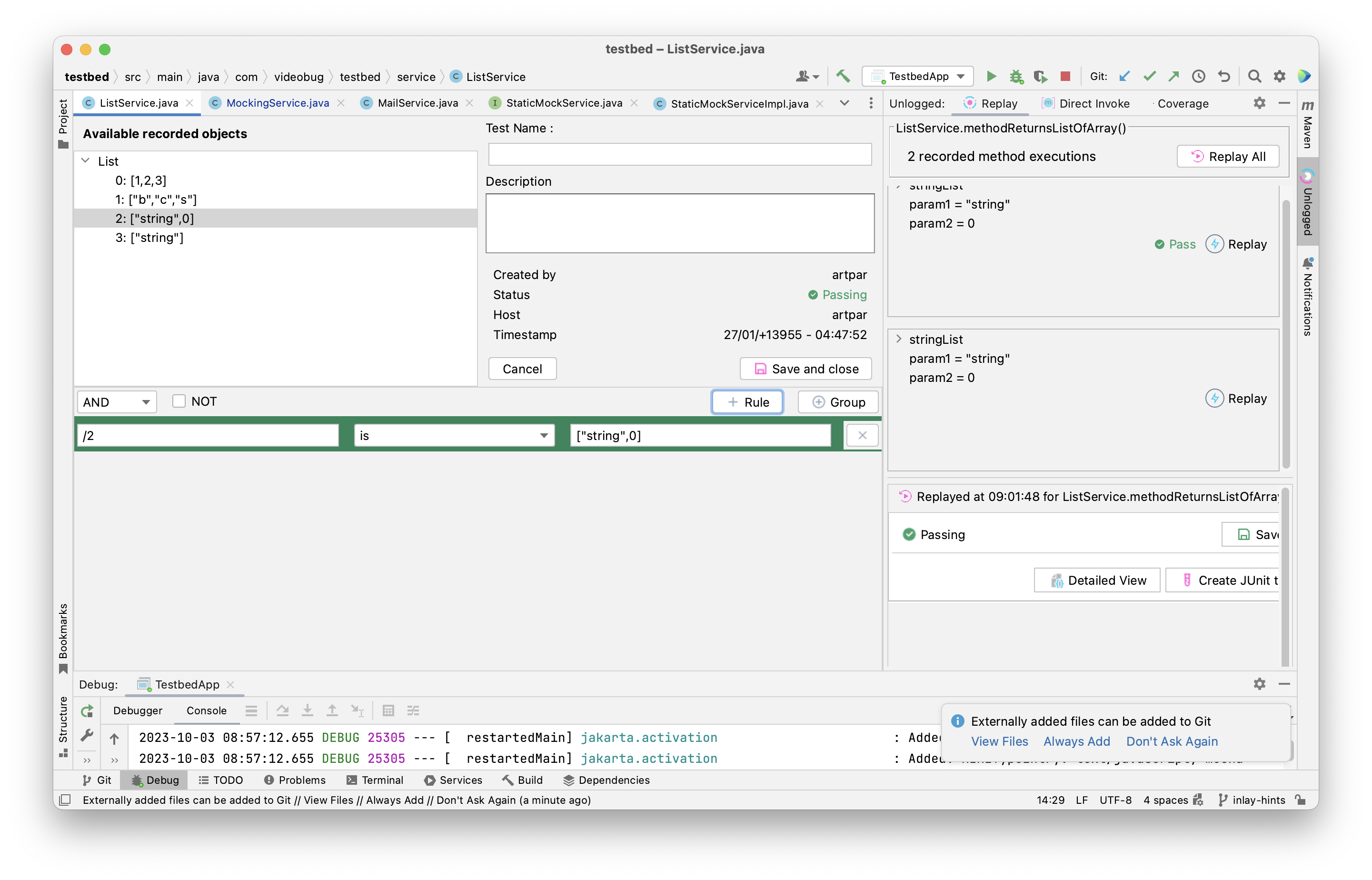 Assertions in regression tests