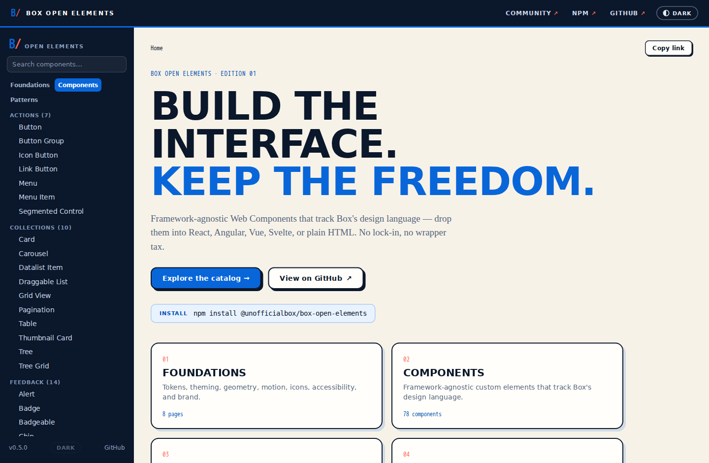 The box-open-elements documentation site
