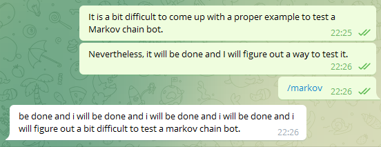 Instance of the bot in action