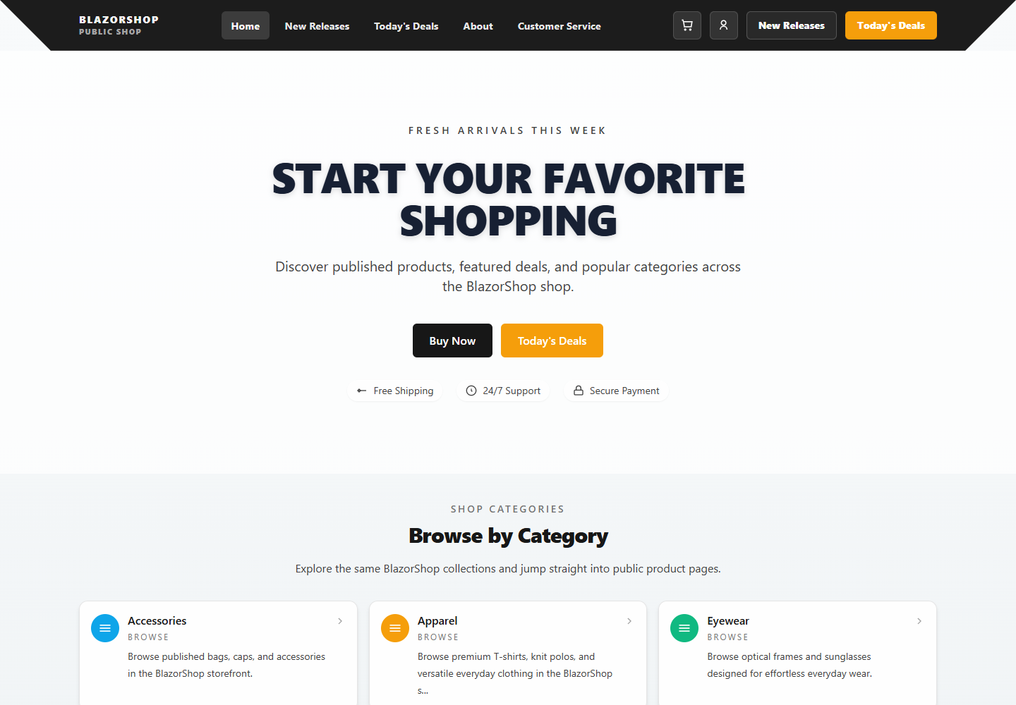 BlazorShop 网站模板截图