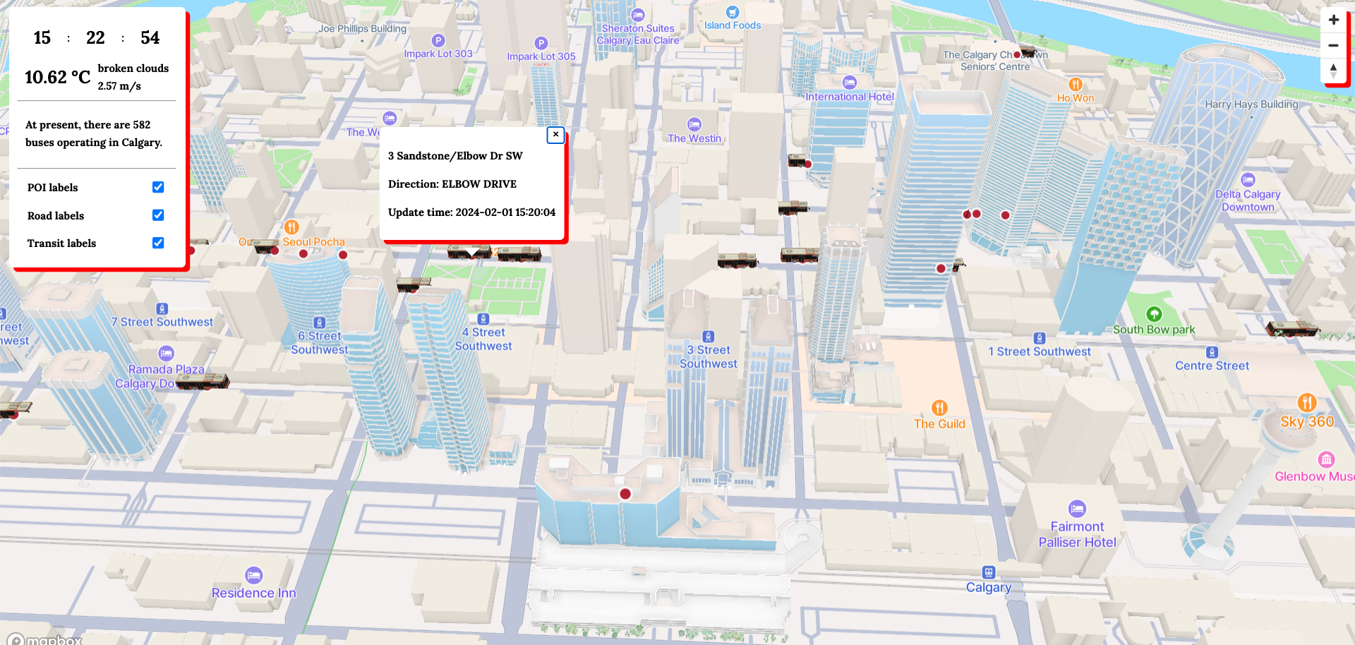 miniCalgaryBusMap Demo at day