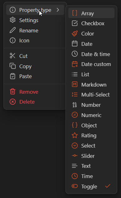 property menu