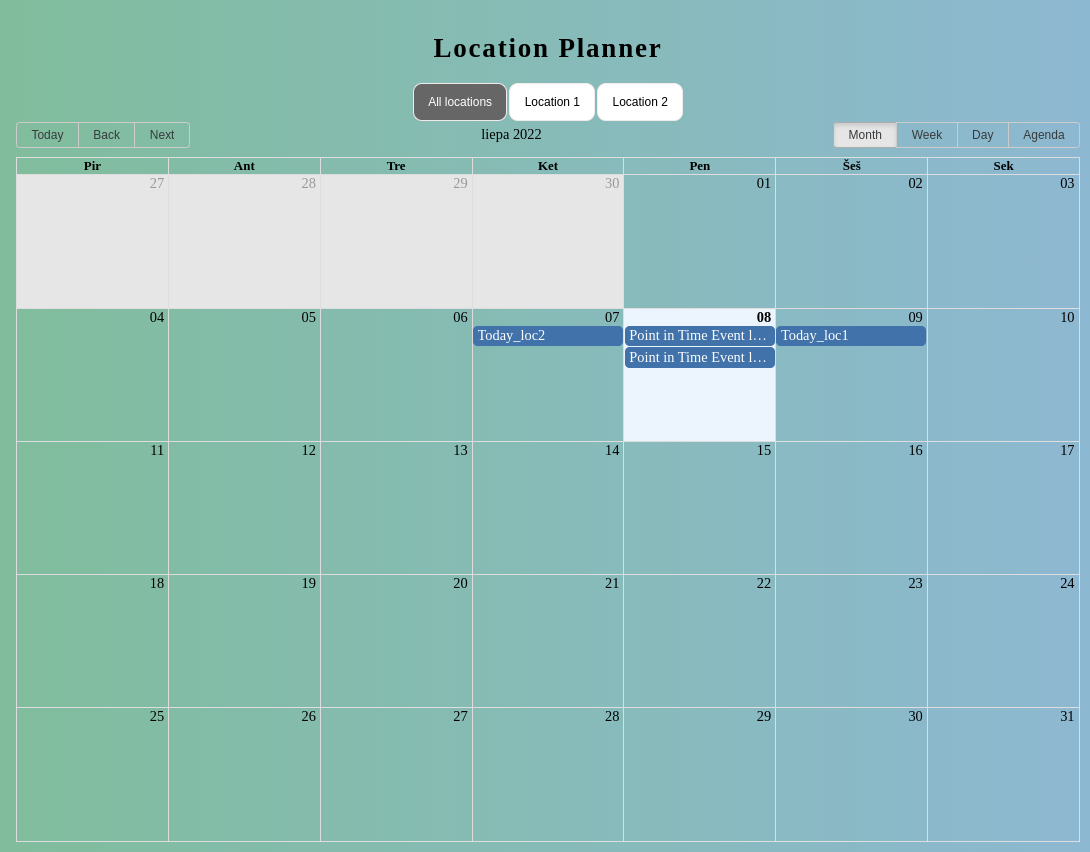 Calendar view