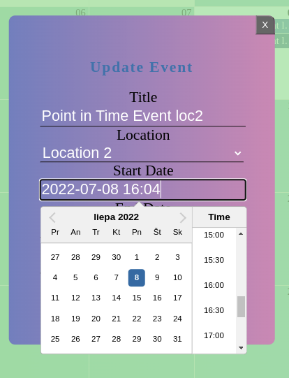 Calendar view