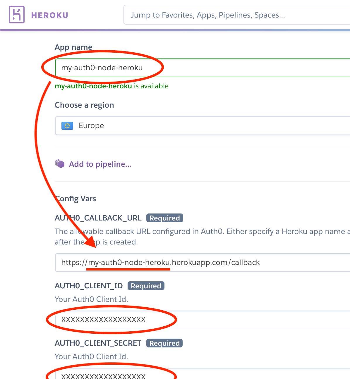 Fill in Heroku environment variables