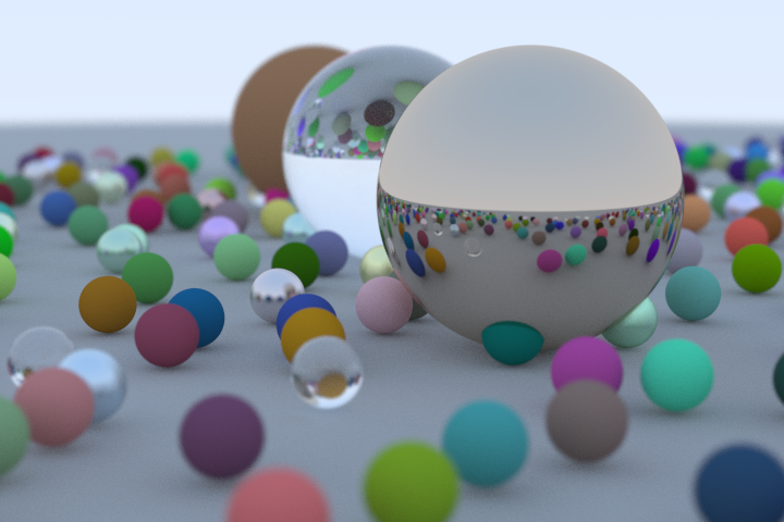 A bunch of spheres rendeded by ray tracing