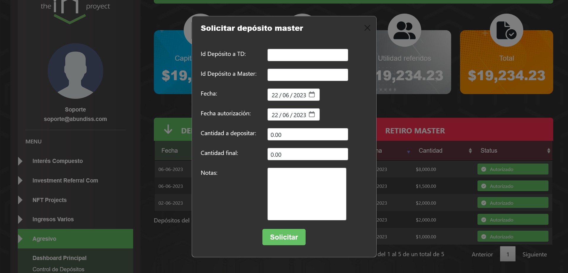 Add new deposit