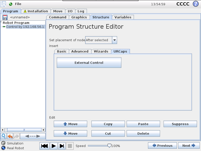 Program view of external control