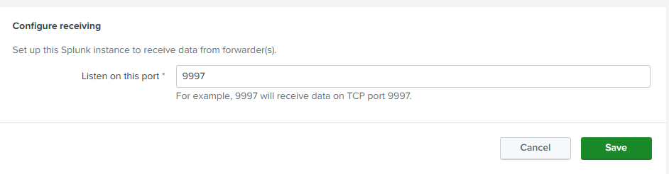 Splunk Receiving Port Configuration