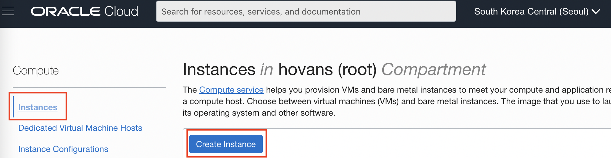 Create instance