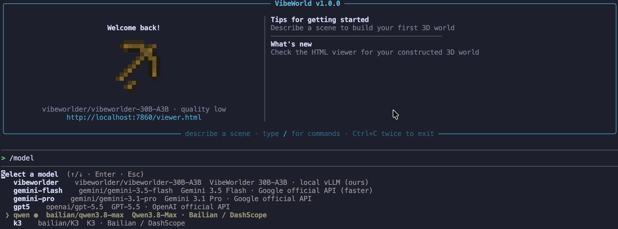 VibeWolrding CLI demo