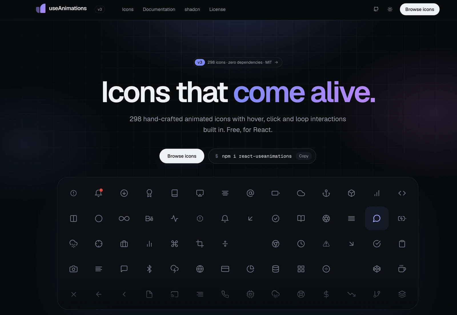 useAnimations: animated icons for React
