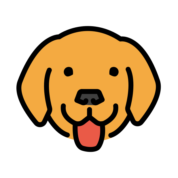 Cute dog icon with a happy face and tongue sticking out