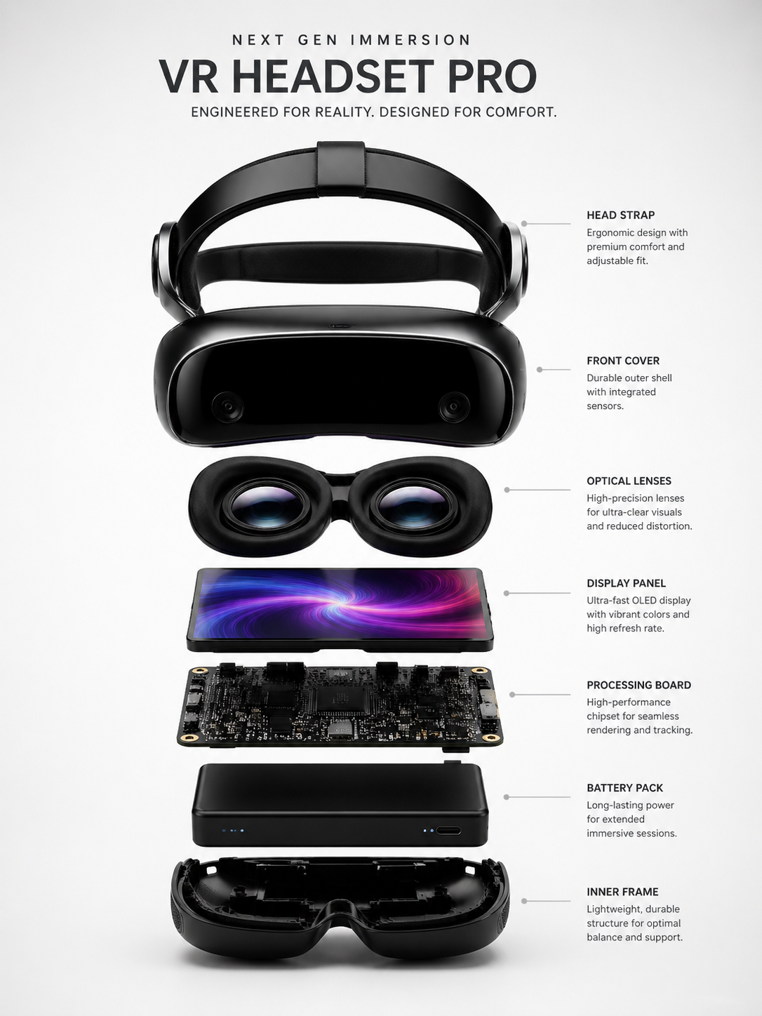 VR Headset Exploded View Prompt Example