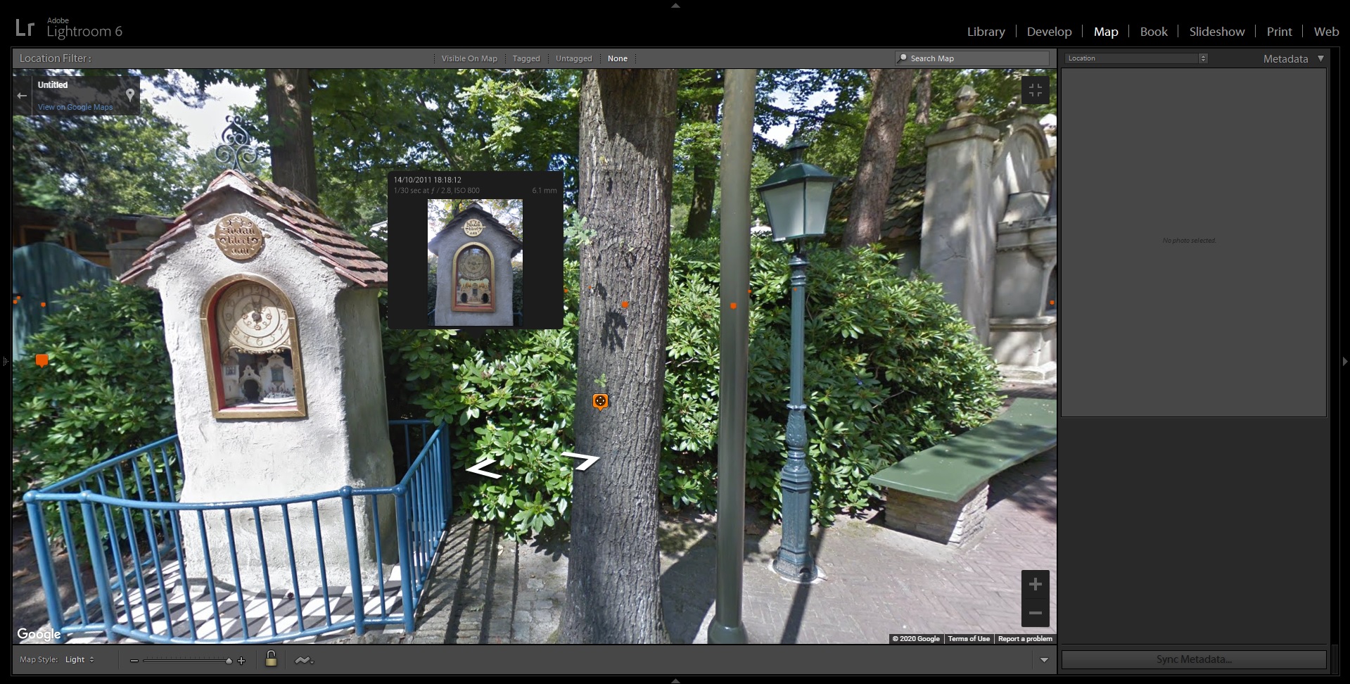 Google Street View in Lightroom 6