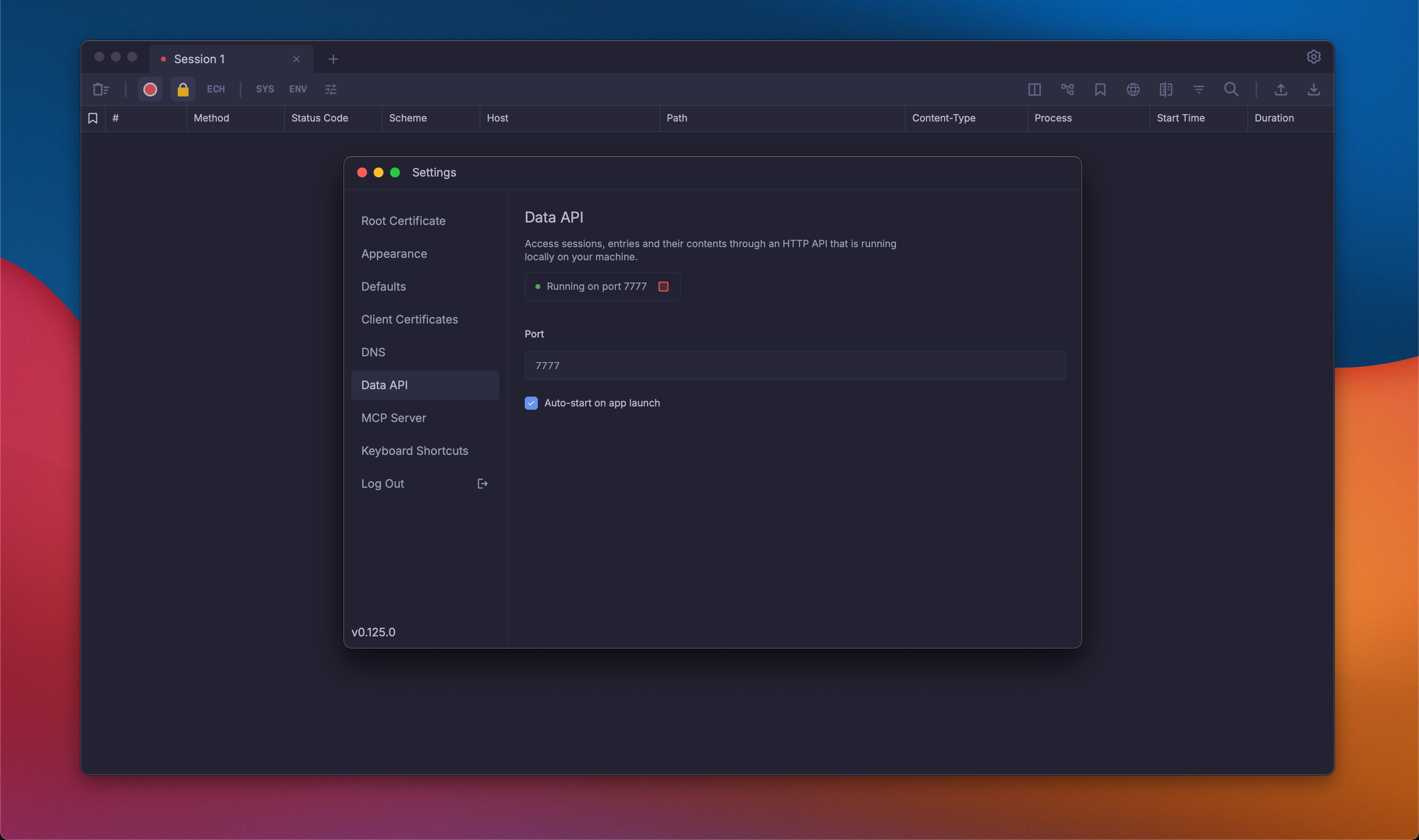 Powhttp Data API Settings
