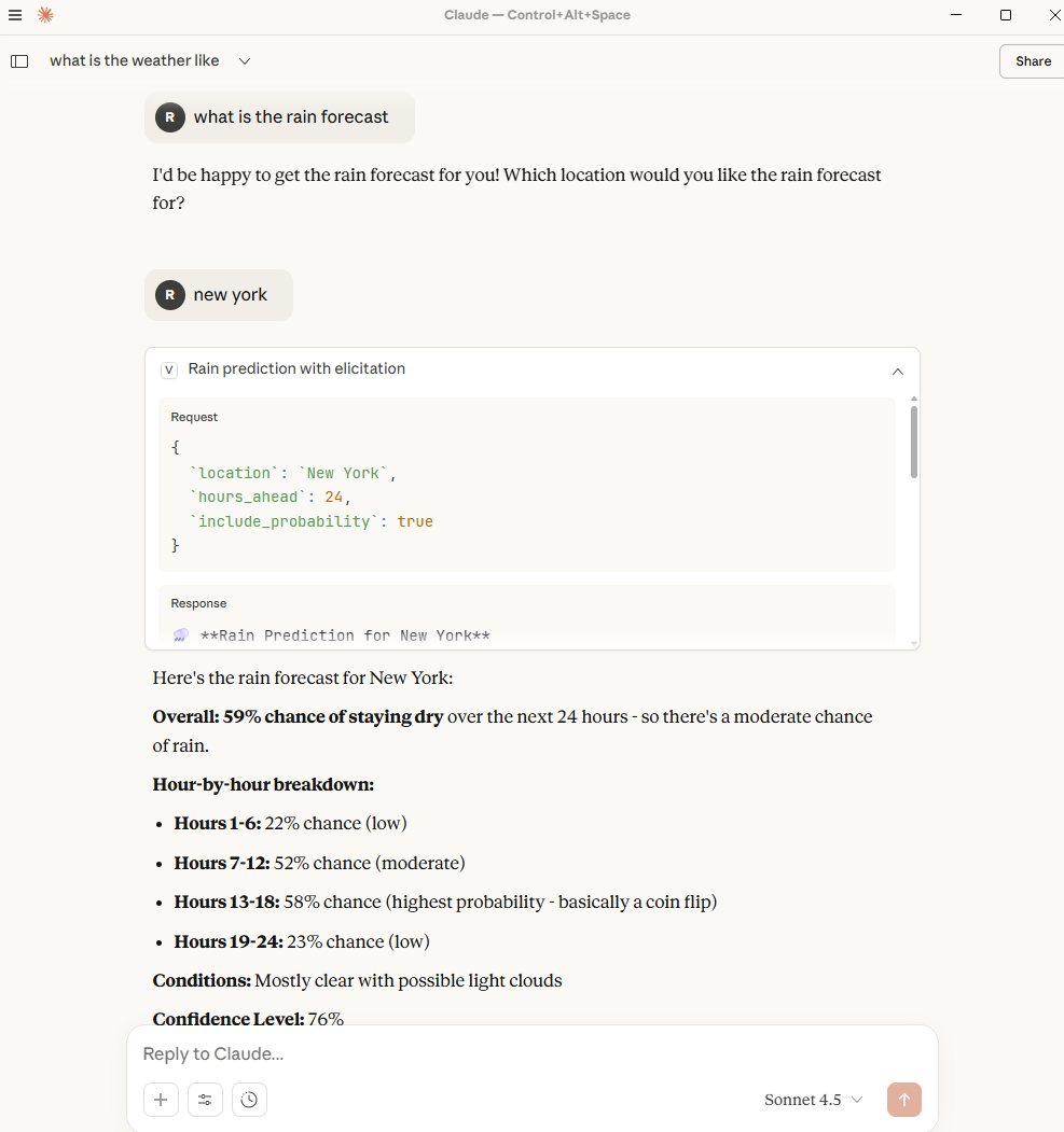 Claude Desktop Elicitation Screenshot